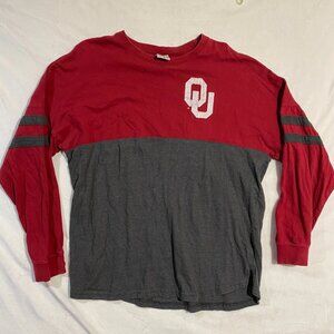Pressbox Oklahoma Sooners NCAA Long Sleeve T-Shirt Mens L Red Gray Thumbhole 90s
